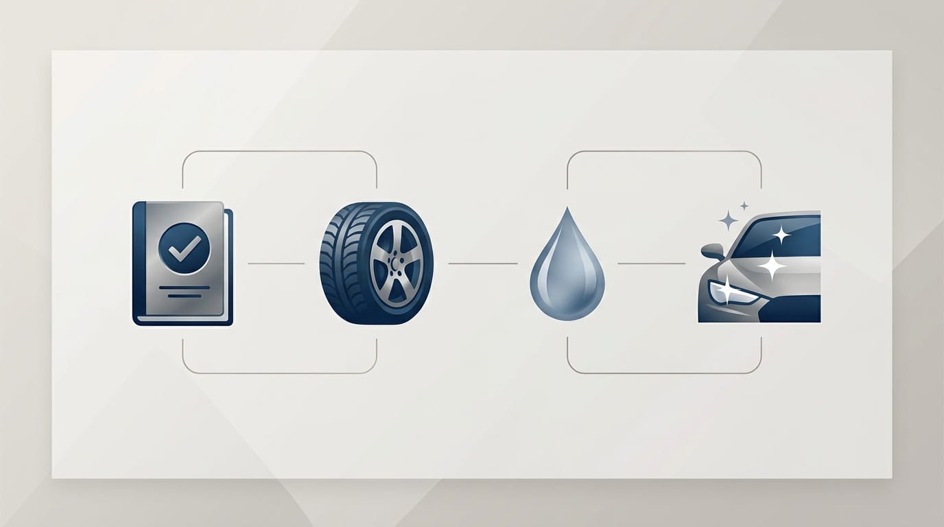 Lista de comprobación visual para preparar un coche para su valoración.